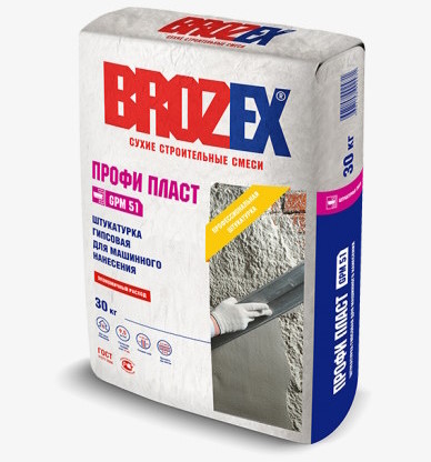 Штукатурка гипсовая Brozex Профи Пласт GPM-51 для машинного нанесения 30кг